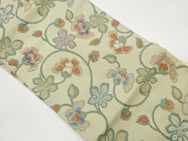 JAPANESE KIMONO / FLOWER ARABESQUE PATTERN WOVEN NAGOYA OBI